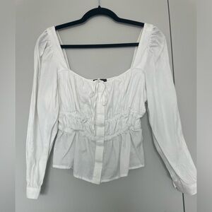J. Crew White Square Neck Peplum Style Top